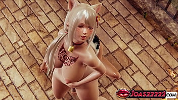 Moritani Kanami Cosplay Kucing: Payudara Besar, Ciuman Mesra, Main Dildo, Dan Orgasme Muncrat Dalam Hentai 3d