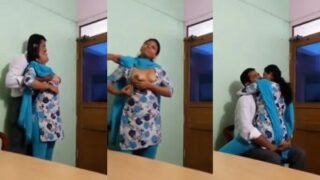 Pasangan India Selatan Beraksi Mesra Di Ruang Kerja