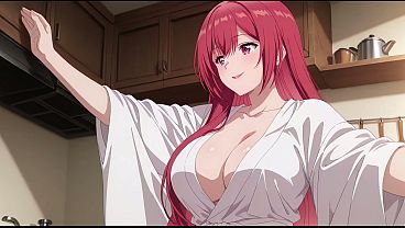 Anak Tiri Pulang Cepat, Lihat Istri Bapak Masak Pakai Baju Tipis. Kureha Enomoto Cosplay Panas (ai-generated)